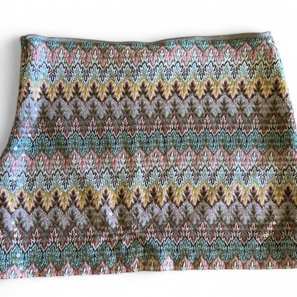 Express Sequin Textured Multicolor Lined‎ Boho Mini Skirt Womens Size Small - Picture 5 of 7